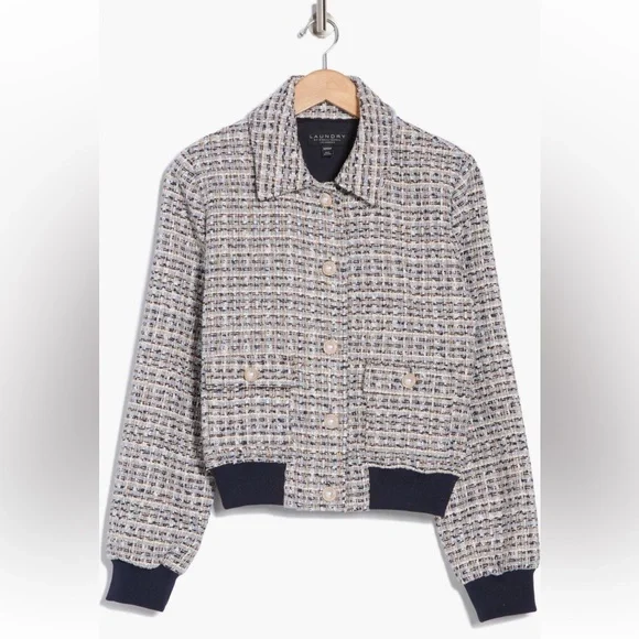 • LAUNDRY BY SHELLI SEAGAL BOUCLÉ BOMBER JACKET • - Picture 6 of 8